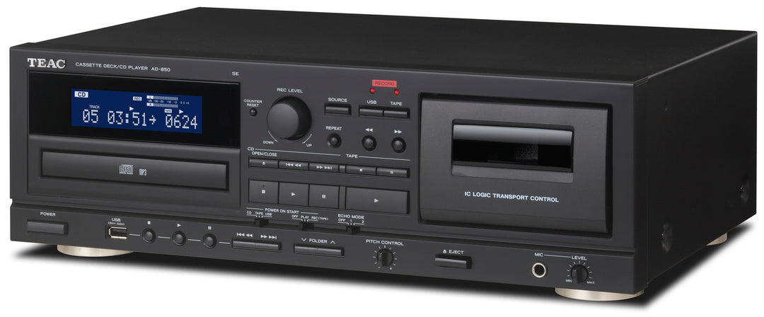 TEAC AD-850-SE CD- ja Kasettisoitin USB:llä (Musta)