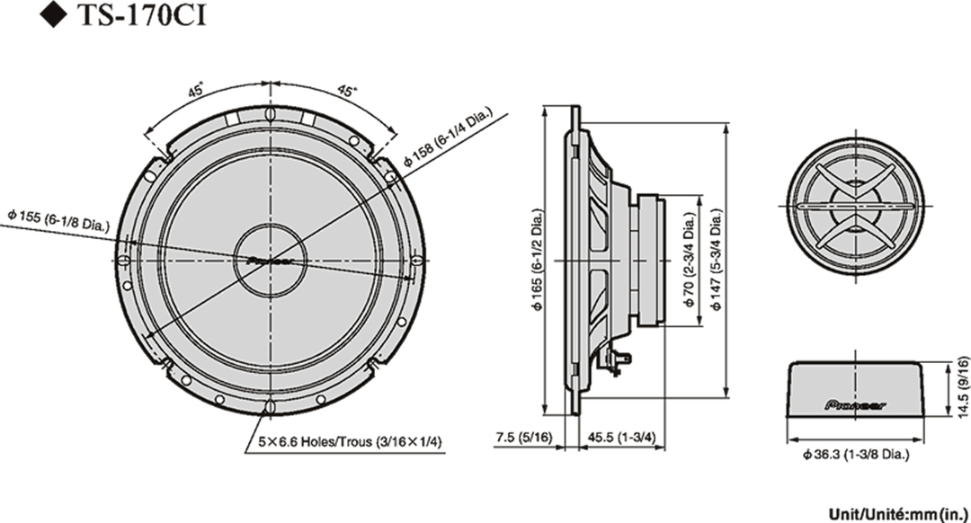 Pioneer TS-170Ci Autokaiutin (17cm, 6,5")