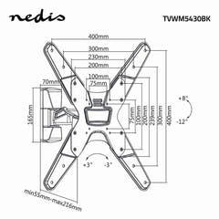 TV Seinäteline Täysin Liikkuva 26-42 " 30 kg Hopea/Musta