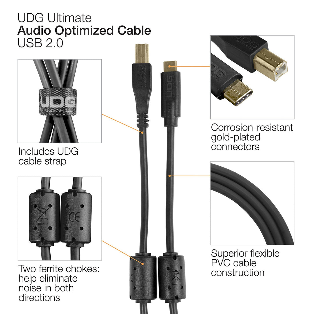 UDG Ultimate Audio-kaapeli USB 2.0 C-B musta suora 1,5 m