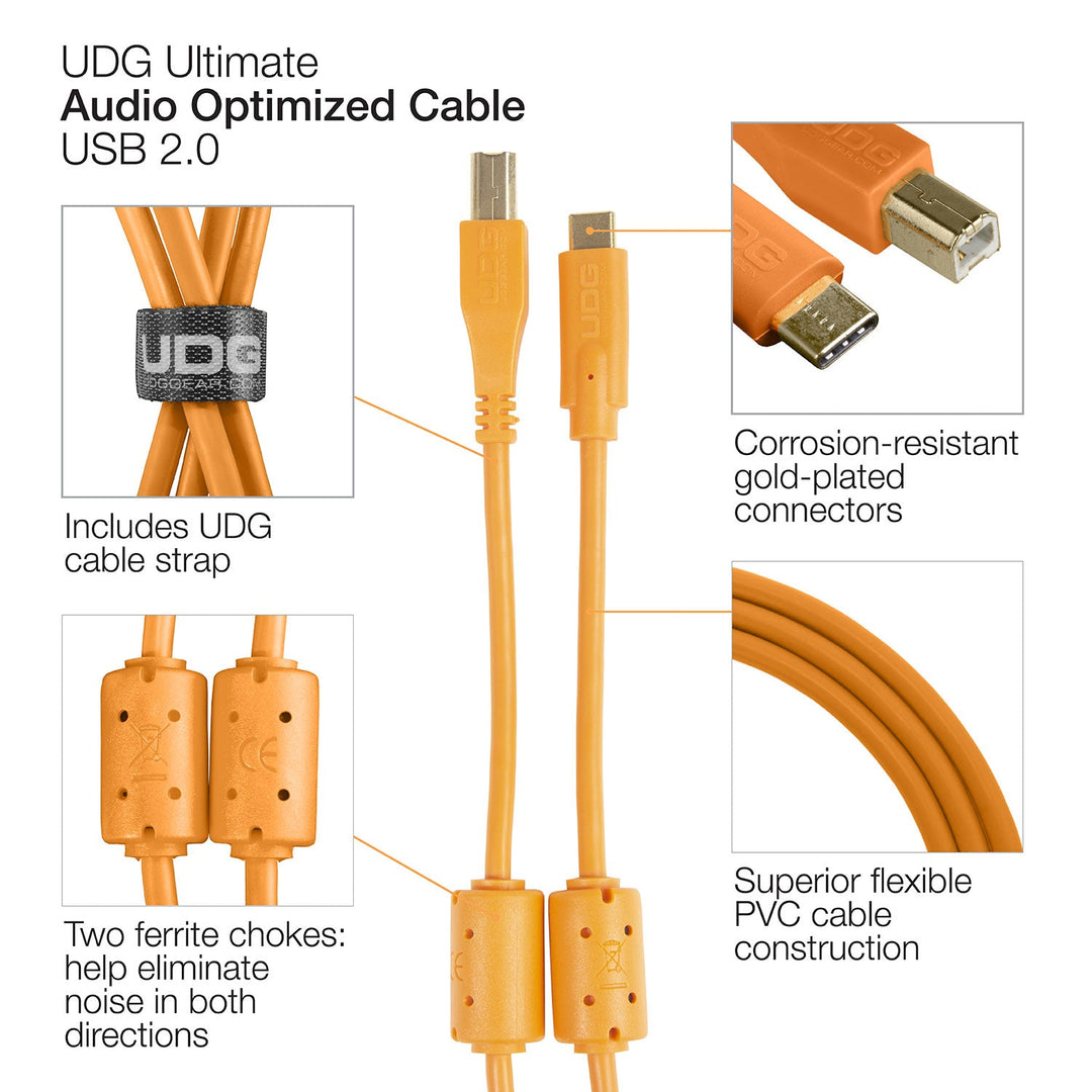 UDG Ultimate Audio-kaapeli USB 2.0 C-B oranssi suora 1,5 m