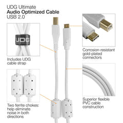 UDG Ultimate Audio-kaapeli USB 2.0 C-B valkoinen suora 1,5 m