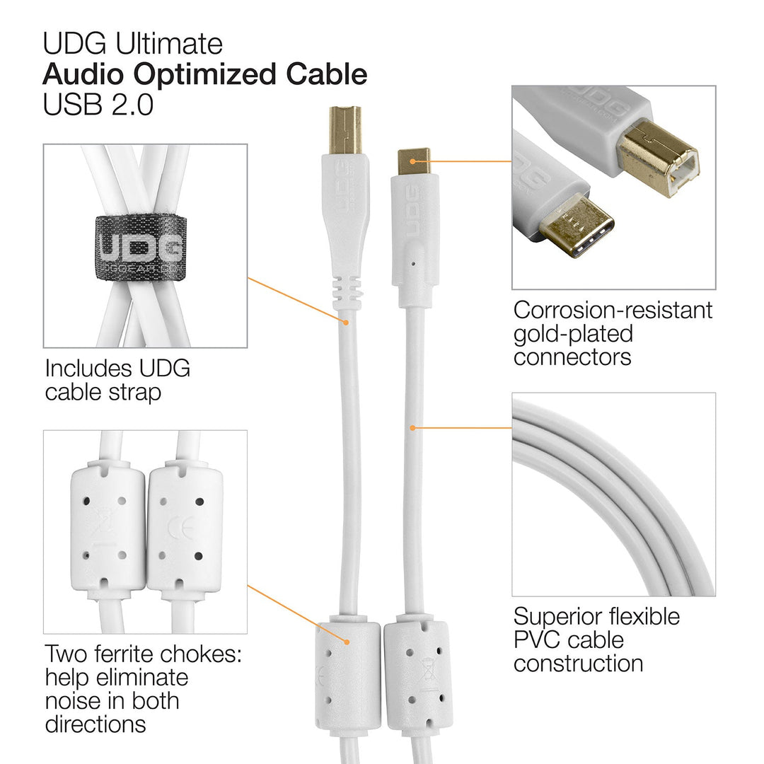 UDG Ultimate Audio-kaapeli USB 2.0 C-B valkoinen suora 1,5 m
