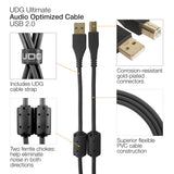 UDG Ultimate audio-kaapeli USB 2.0 A-B musta kulmikas 3m