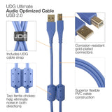 UDG Ultimate audio-kaapeli USB 2.0 A-B sininen kulmikas 1m