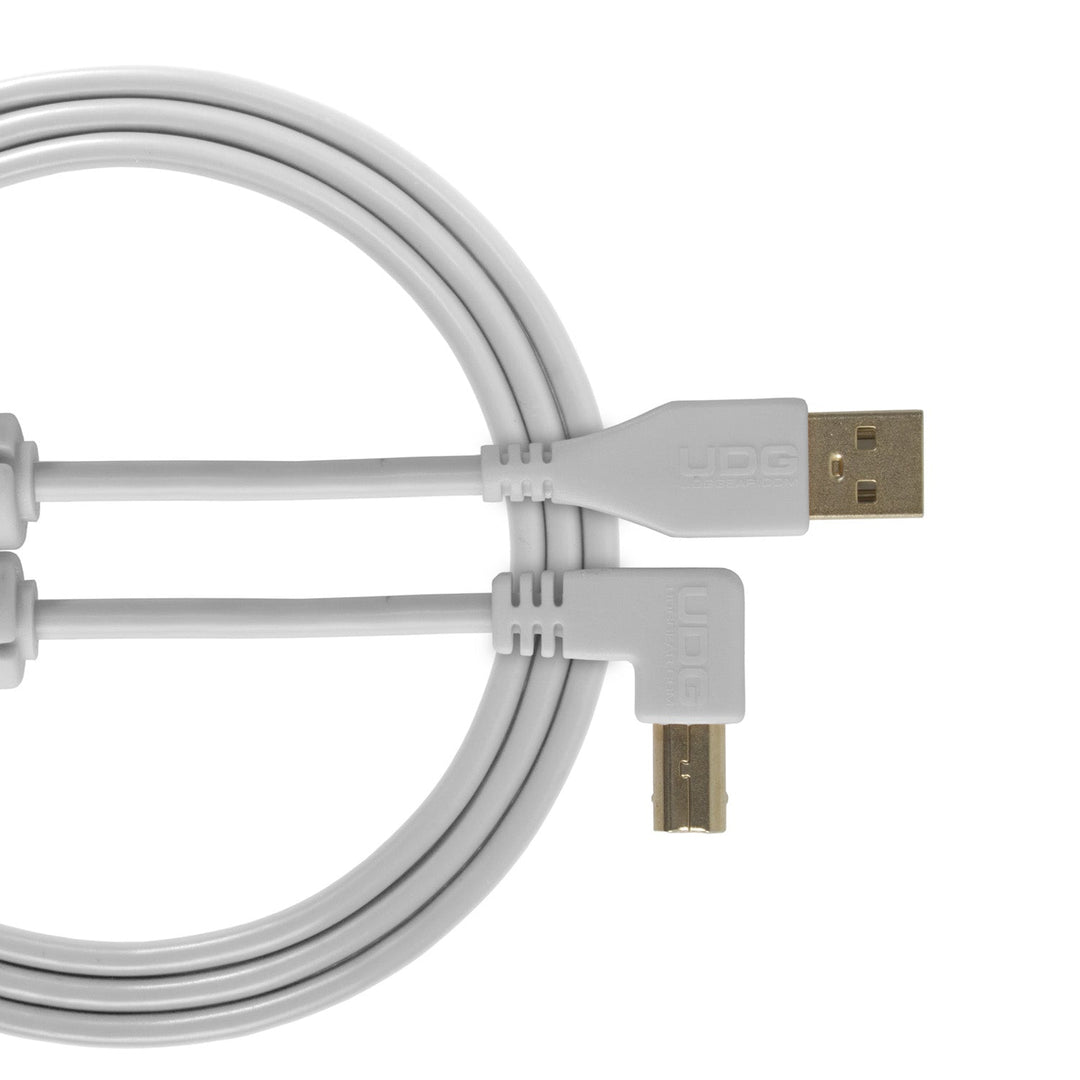 UDG Ultimate audio-kaapeli USB 2.0 A-B valkoinen kulmikas 3m
