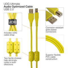 UDG Ultimate Audio Kaapeli USB 2.0 A-B Keltainen Vino 3m
