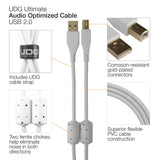 UDG Ultimate audio-kaapeli USB 2.0 A-B valkoinen suora 1m