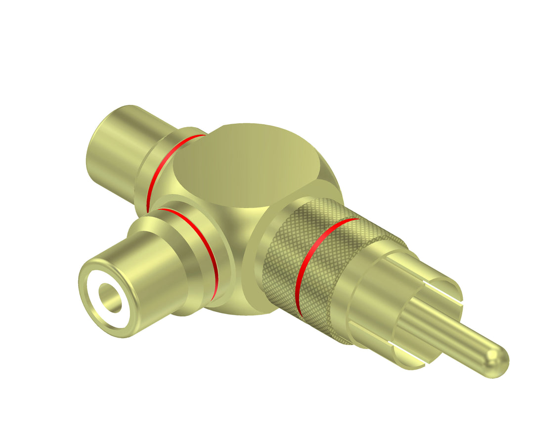 Adapter RCA uros > 2 x RCA naaras kulmapari