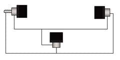 Adapter RCA uros > 2 x RCA naaras kulmapari