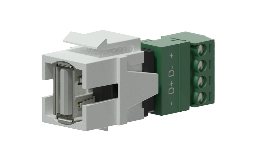 Keystone-sovitin usb 2.0a 4-pin tb:lle, valkoinen