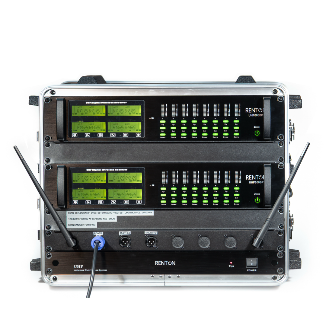 Renton Rack Langaton Yhdistelmäjärjestelmä (8 Käsimikrofoni + 8 Headset)