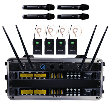 Renton Rack Langaton Yhdistelmäjärjestelmä (4 Käsimikrofoni + 4 Headset)