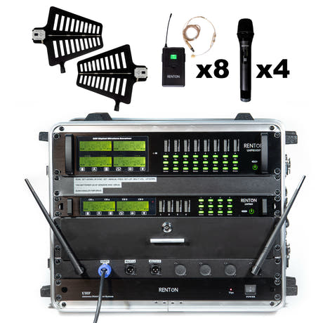 Renton Rack Langaton Yhdistelmäjärjestelmä (4 Käsimikrofoni + 8 Headset)