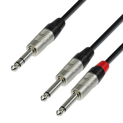 Y-split-kaapeli Stereo 2x Mono Jack (0.9m)