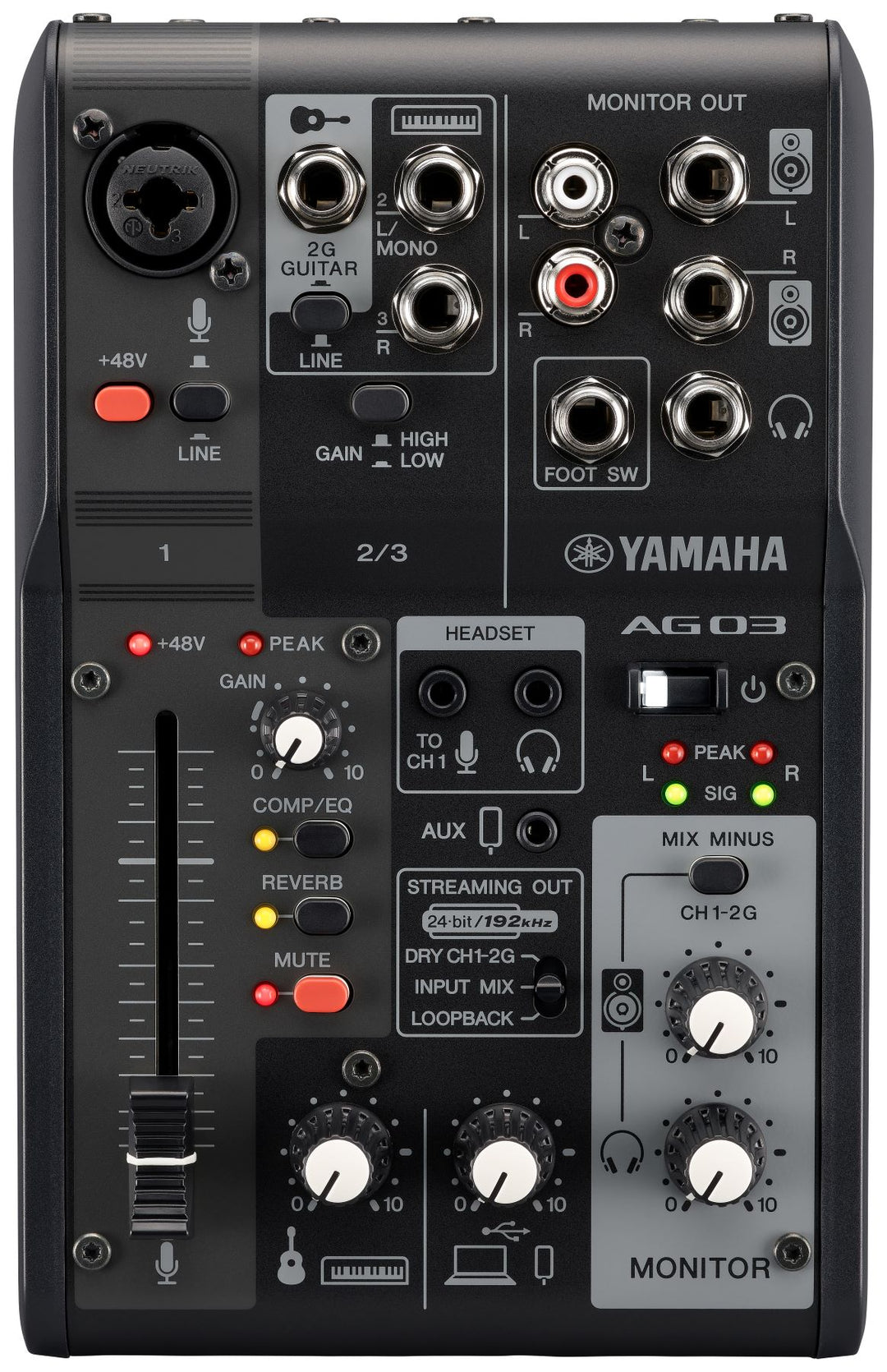 Yamaha AG03 MkII - Live Streaming -paketti (Musta)
