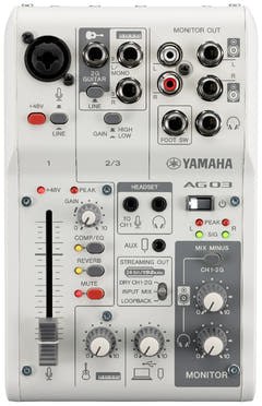 Yamaha AG03 MkII - Live Streaming -paketti (Valkoinen)