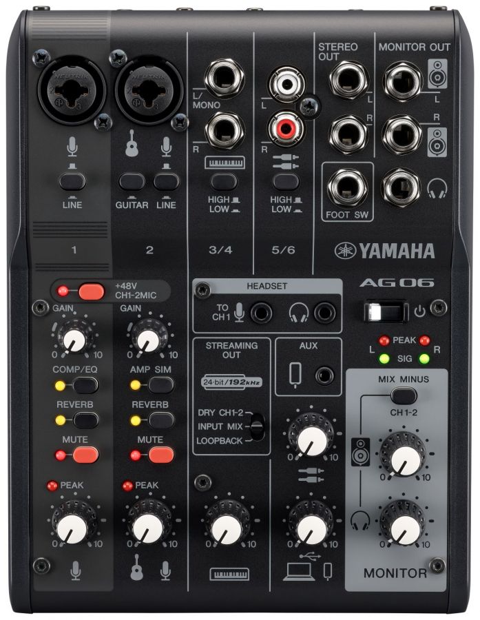 Yamaha AG06 MkII Live Streaming Mixer (musta)