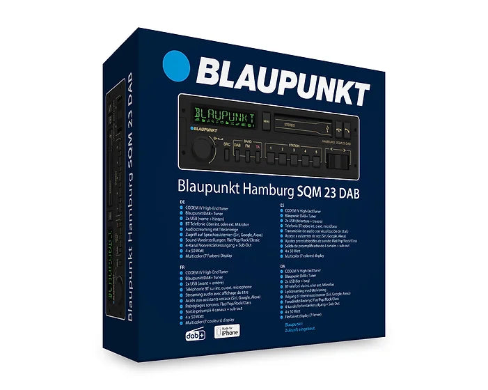 Blaupunkt Hamburg SQM 23 DAB autoradio, jossa on DAB+ ja Bluetooth