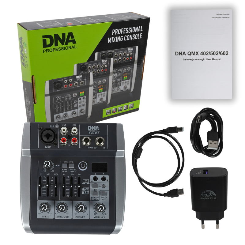 DNA QMX402 äänimikseri 3 kanavaa ja Bluetooth