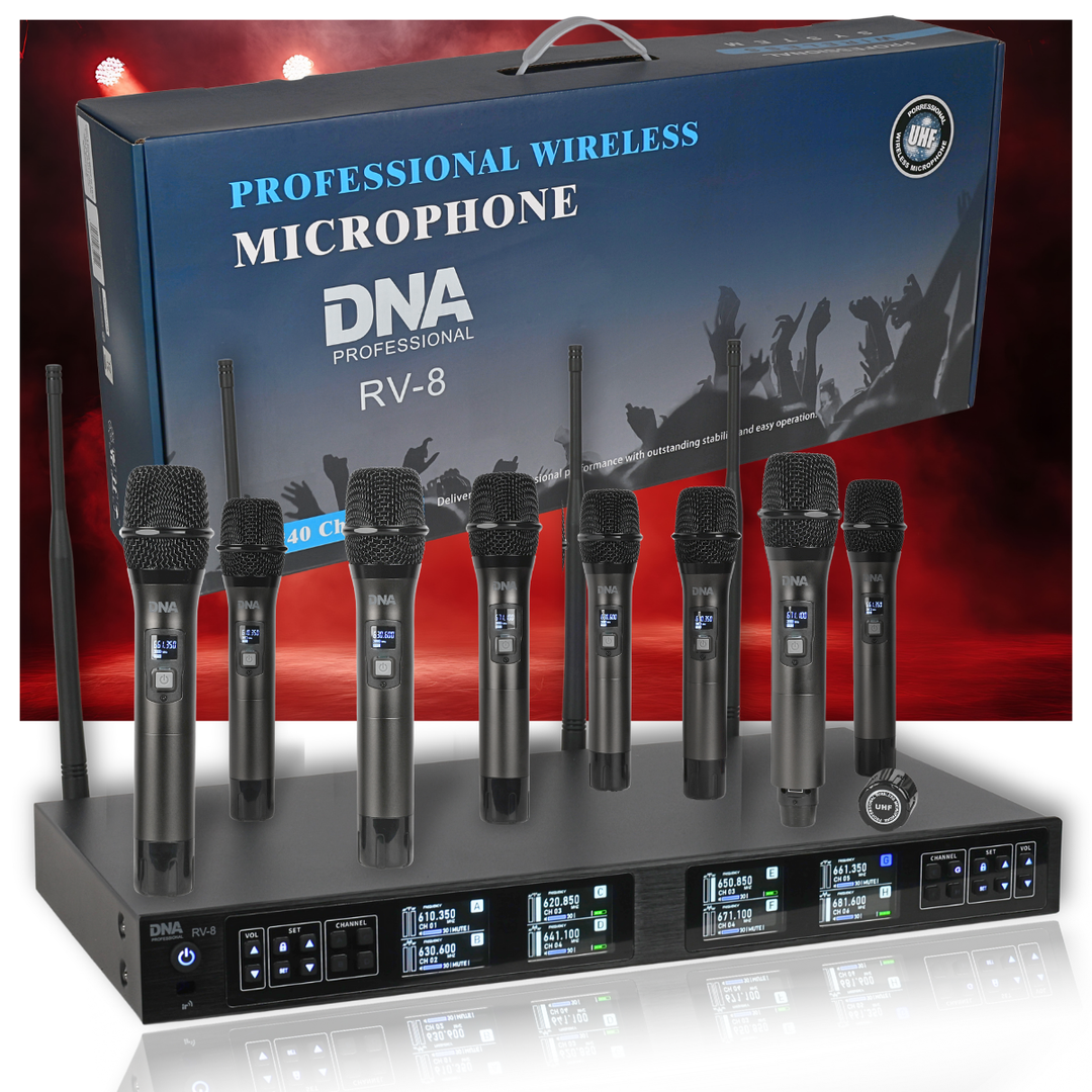 DNA RV-8 Langaton UHF Mikrofonisetti 8 käsimikrofonilla