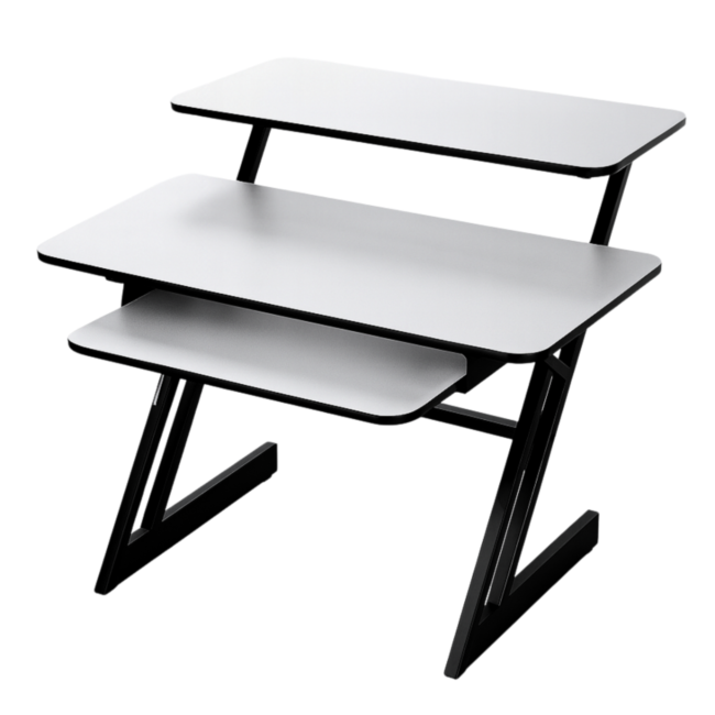 Opiskelu pöytä hyllyillä ja ulosvedettävällä alustalla keyboard (120 cm)