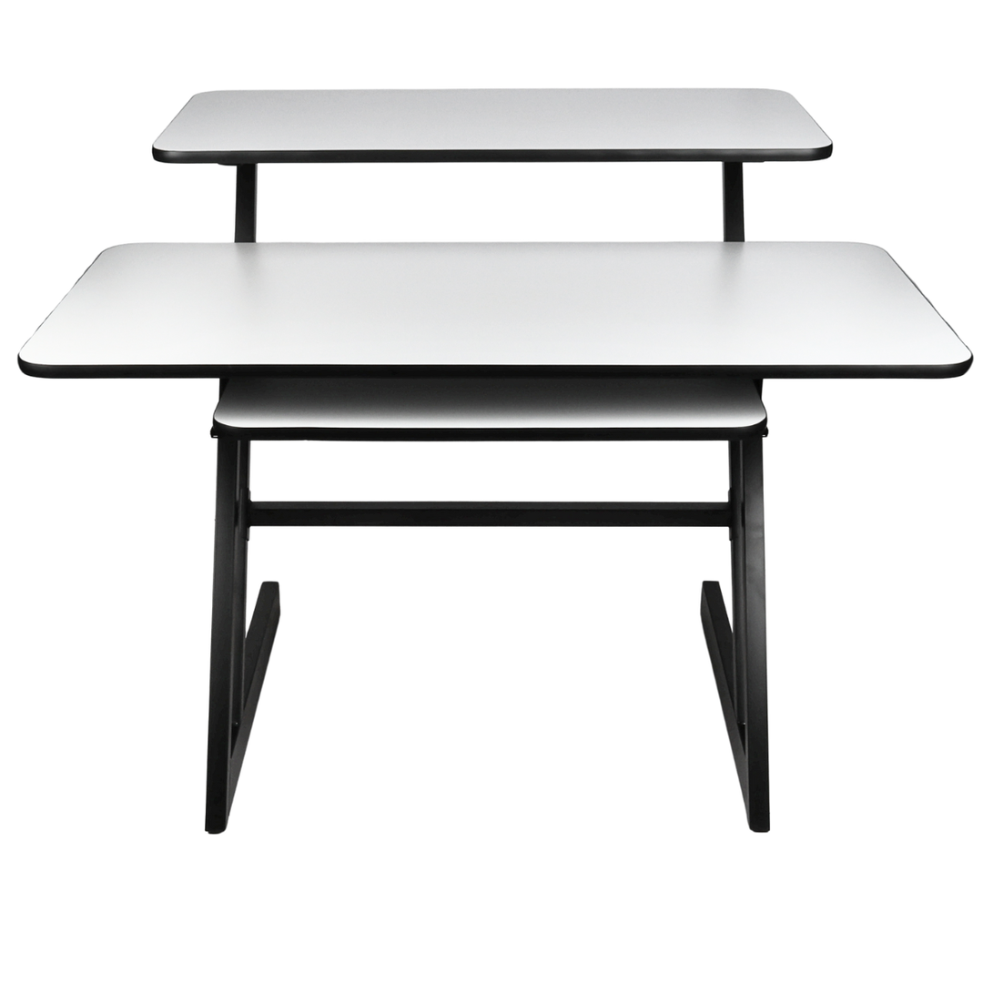 Opiskelu pöytä hyllyillä ja ulosvedettävällä alustalla keyboard (120 cm)