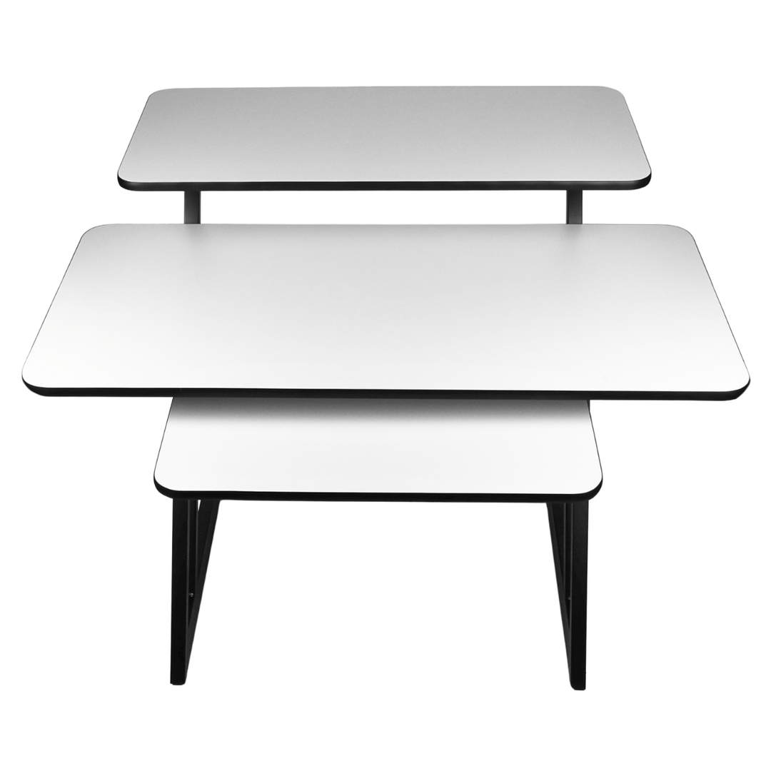 Opiskelu pöytä hyllyillä ja ulosvedettävällä alustalla keyboard (120 cm)