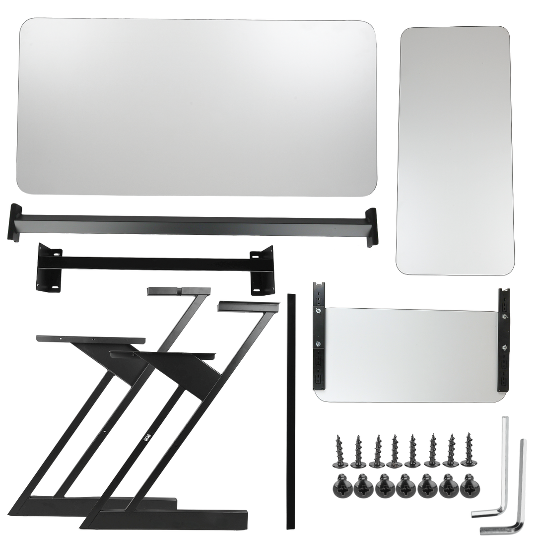 Opiskelu pöytä hyllyillä ja ulosvedettävällä alustalla keyboard (120 cm)