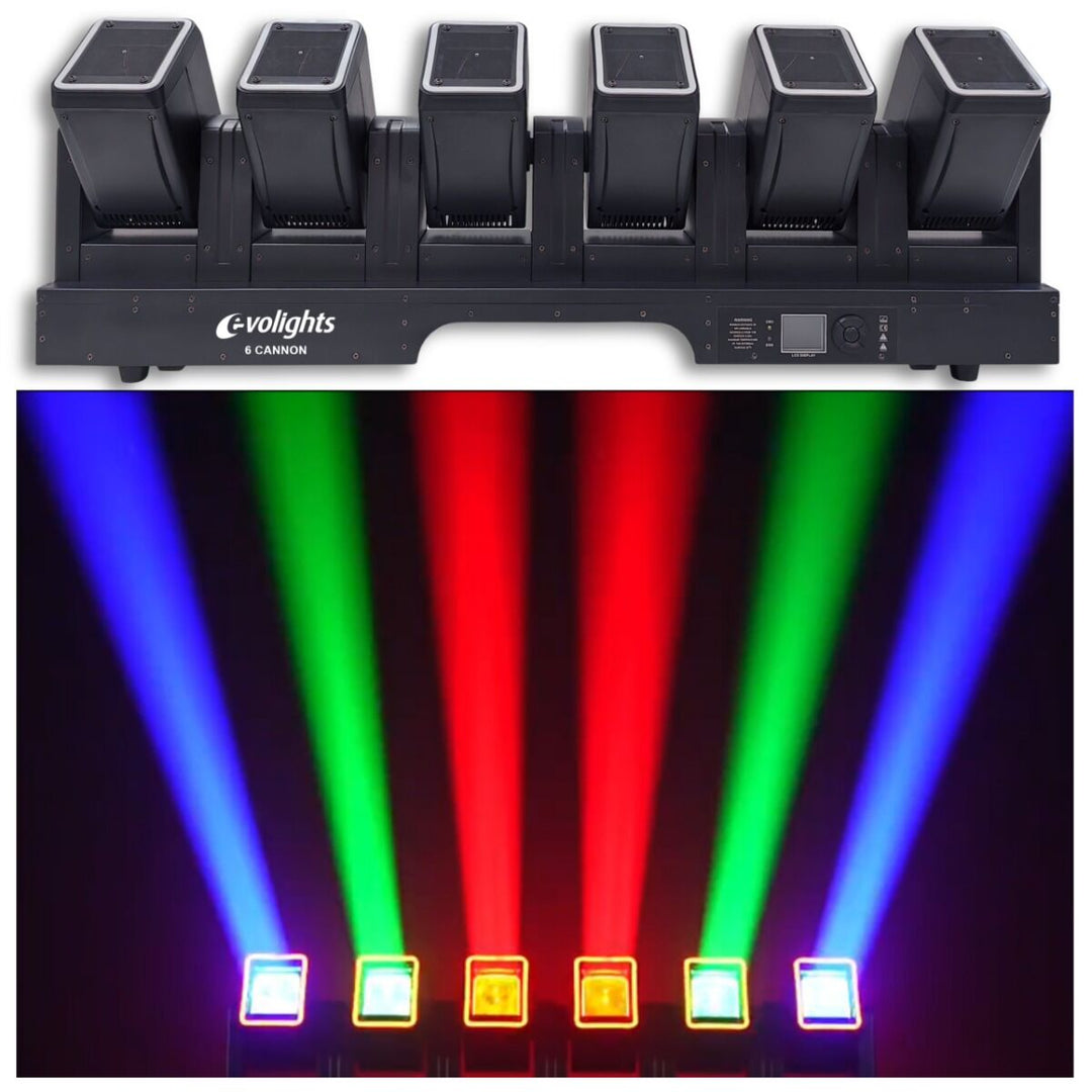 Evolights 6 Cannon -liikkuva valopalkki 6x60W RGBW