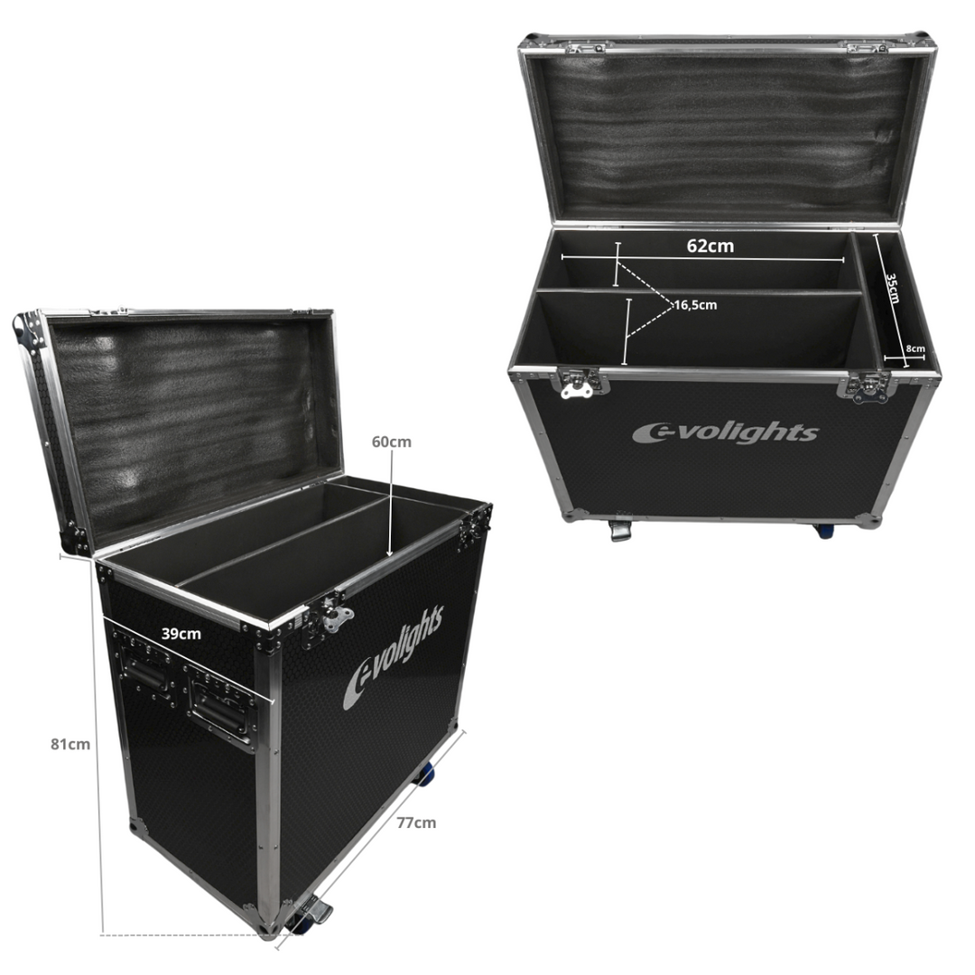 flightcase 2 x Evolights Lumen 7 Ring -laitteelle