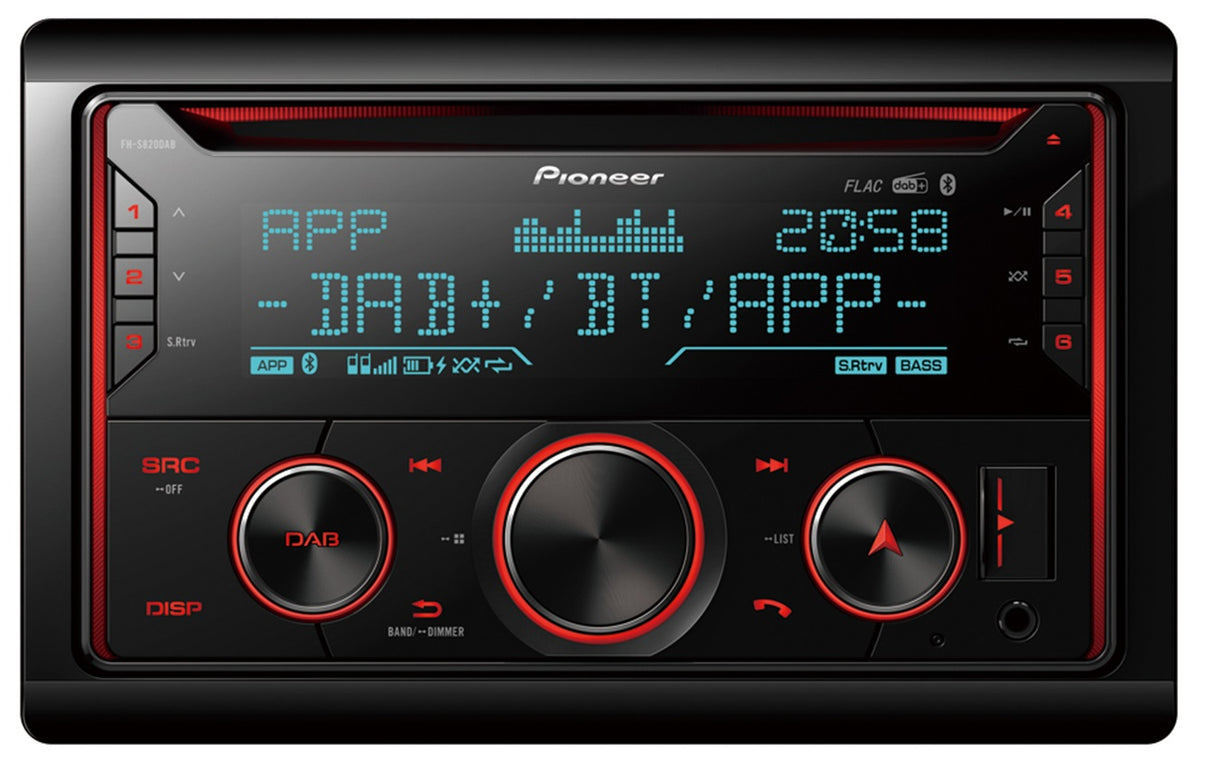 Pioneer FH-S820DAB 2-DIN Autostereo m. DAB ja Bluetooth
