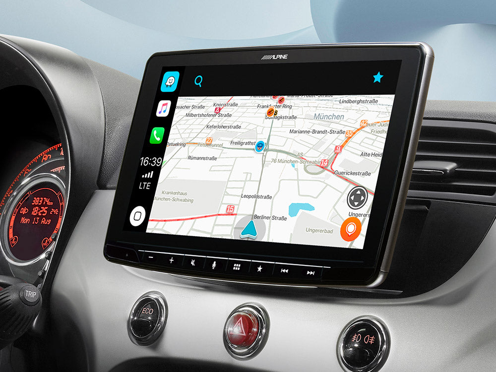 Apple Carplay, Android Auto Fiat 500 Beige Sisustus (2007-2015)