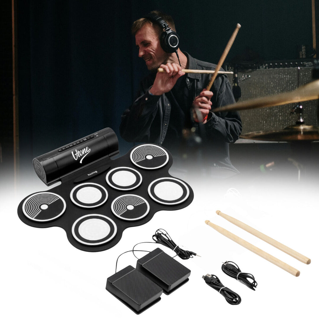 V-TONE RD7 Elektronisk Rumpuset – Roll-Up Drum Kit med 7 Pads, Polkimet og Højtalere