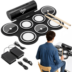 V-TONE RD7 Elektronisk Rumpuset – Roll-Up Drum Kit med 7 Pads, Polkimet og Højtalere