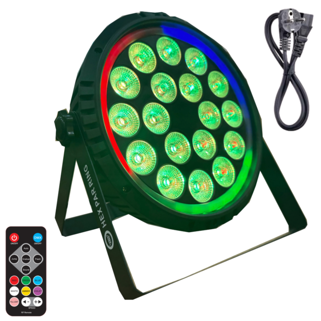 Light4Me Hex PAR -rengas 18x6W RGBWA-UV