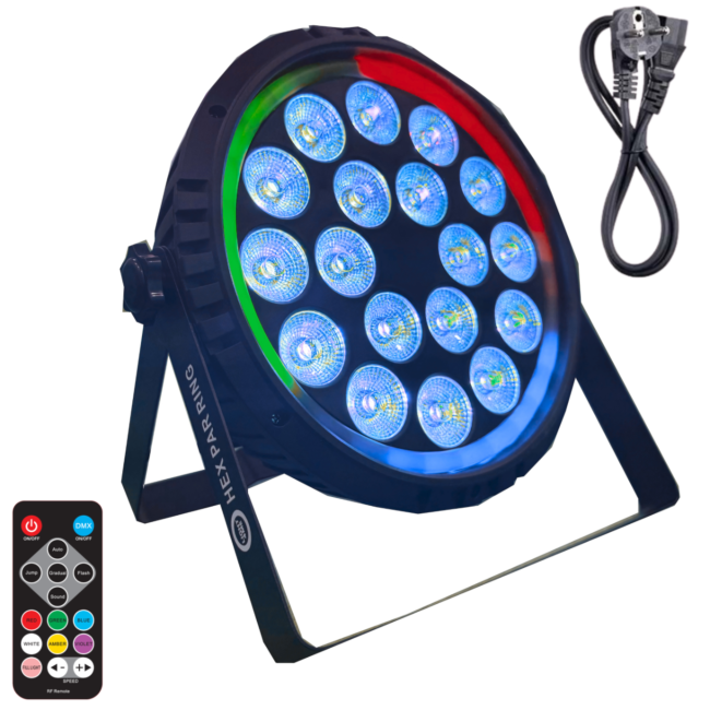 Light4Me Hex PAR -rengas 18x6W RGBWA-UV