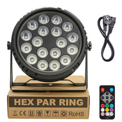 Light4Me Hex PAR -rengas 18x6W RGBWA-UV