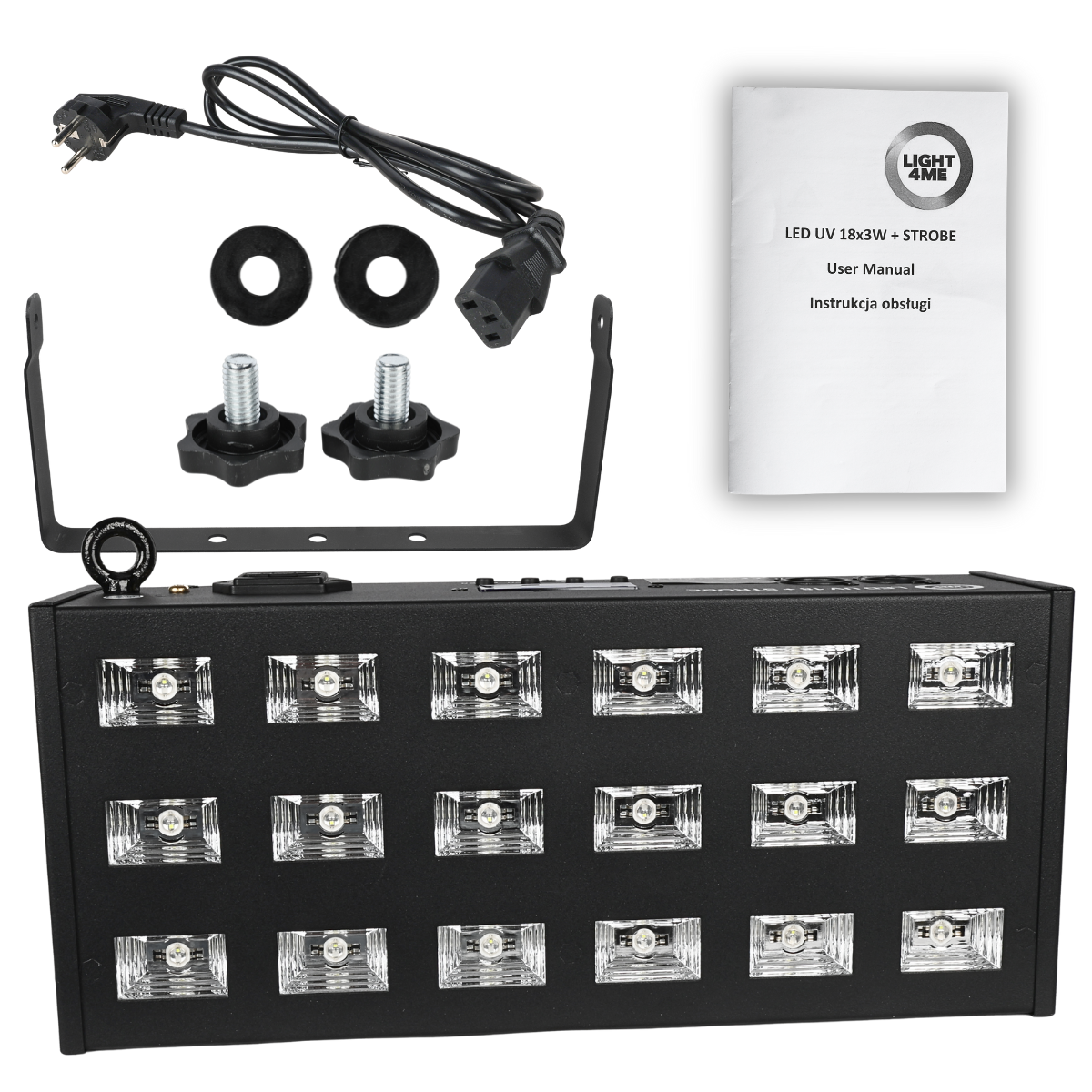 LIGHT4ME LED UV 18x3W kohdevalo + strobe DMX