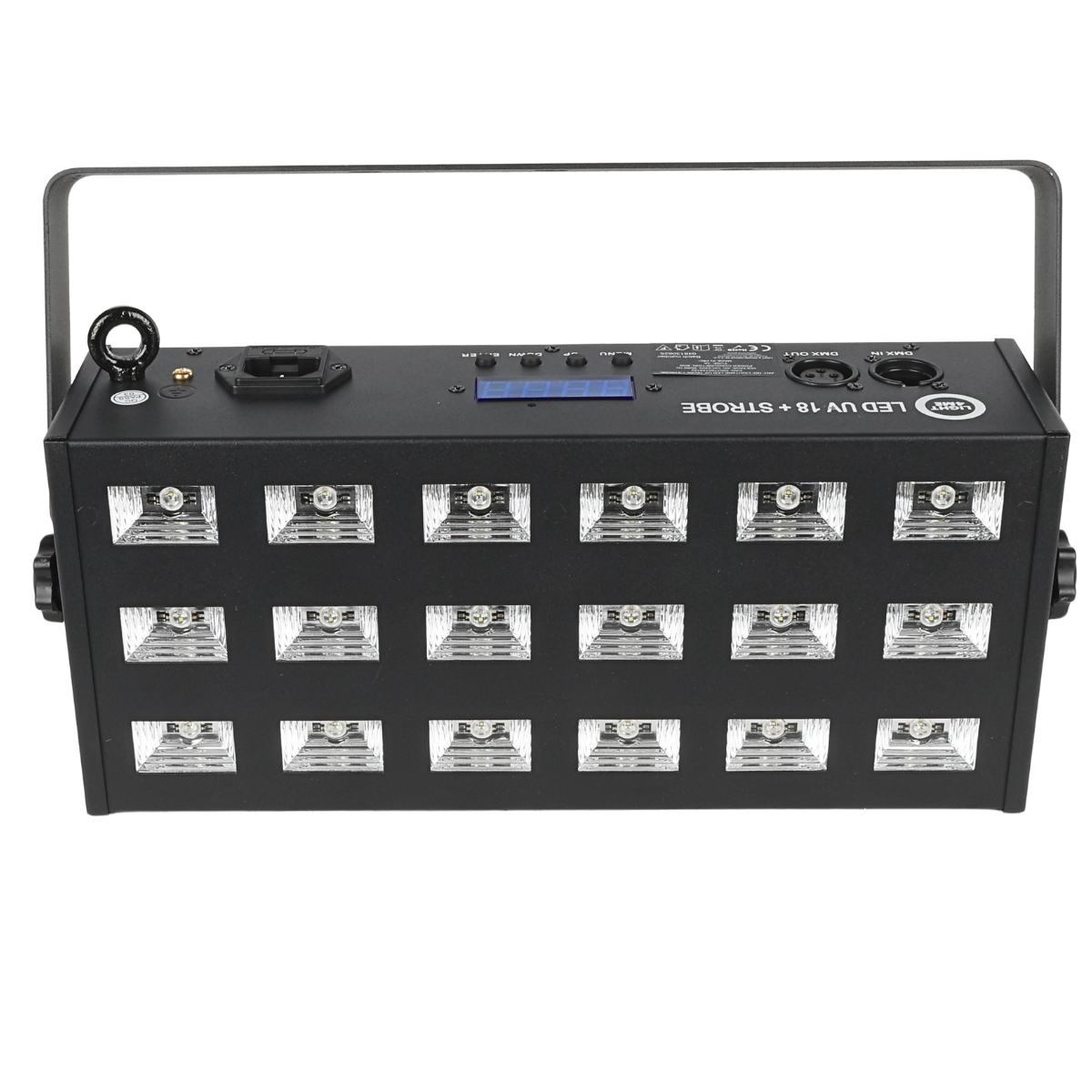 LIGHT4ME LED UV 18x3W kohdevalo + strobe DMX