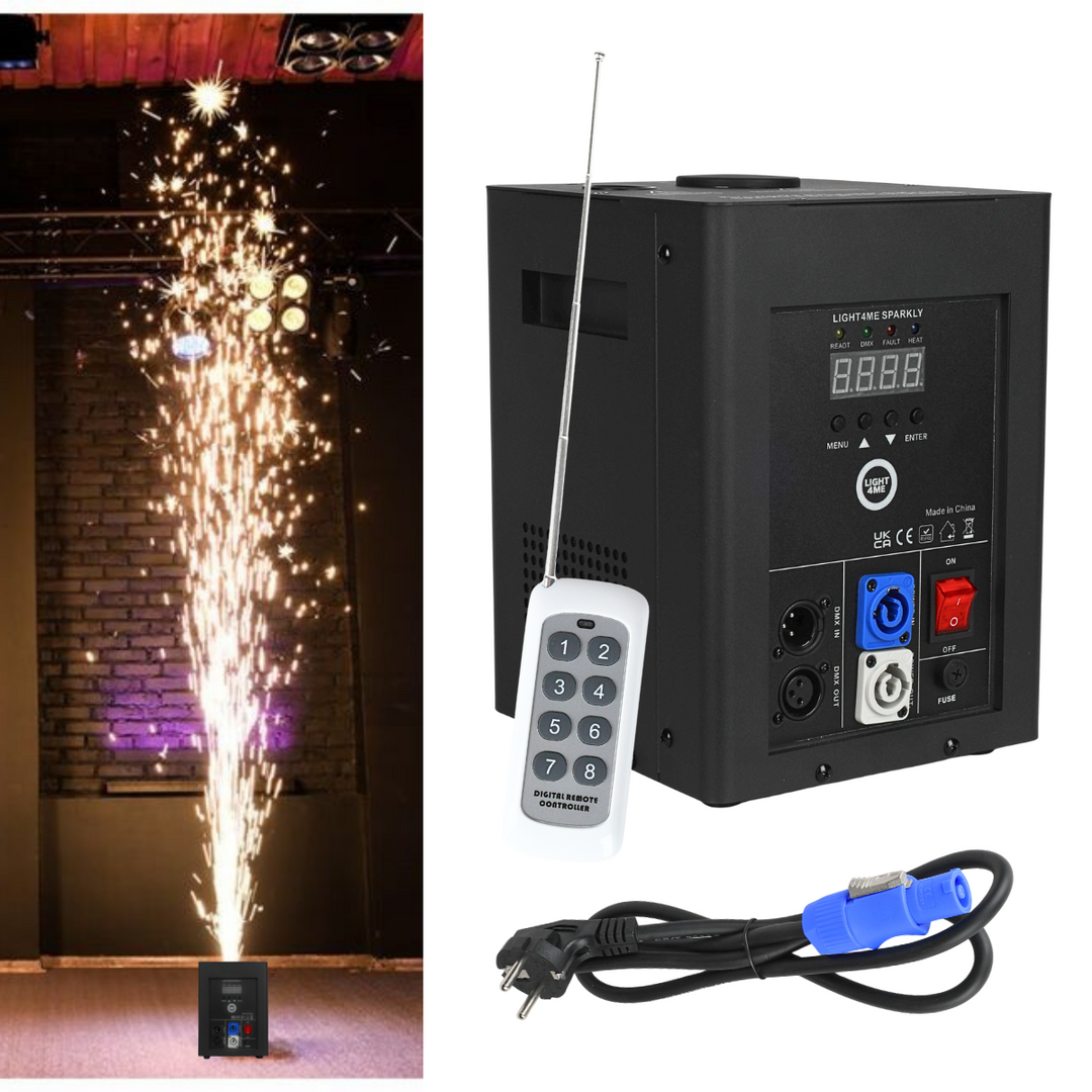Light4Me SPARKLY Cold Spark Machine 600W DMX langattomalla kaukosäätimellä