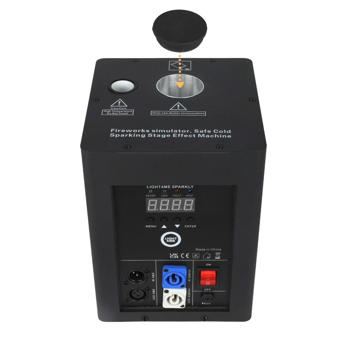 Light4Me SPARKLY Cold Spark Machine 600W DMX langattomalla kaukosäätimellä
