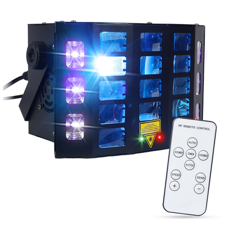 Light4Me Turbo Derby 4-in-1 – RGBW, UV, strobe & laser