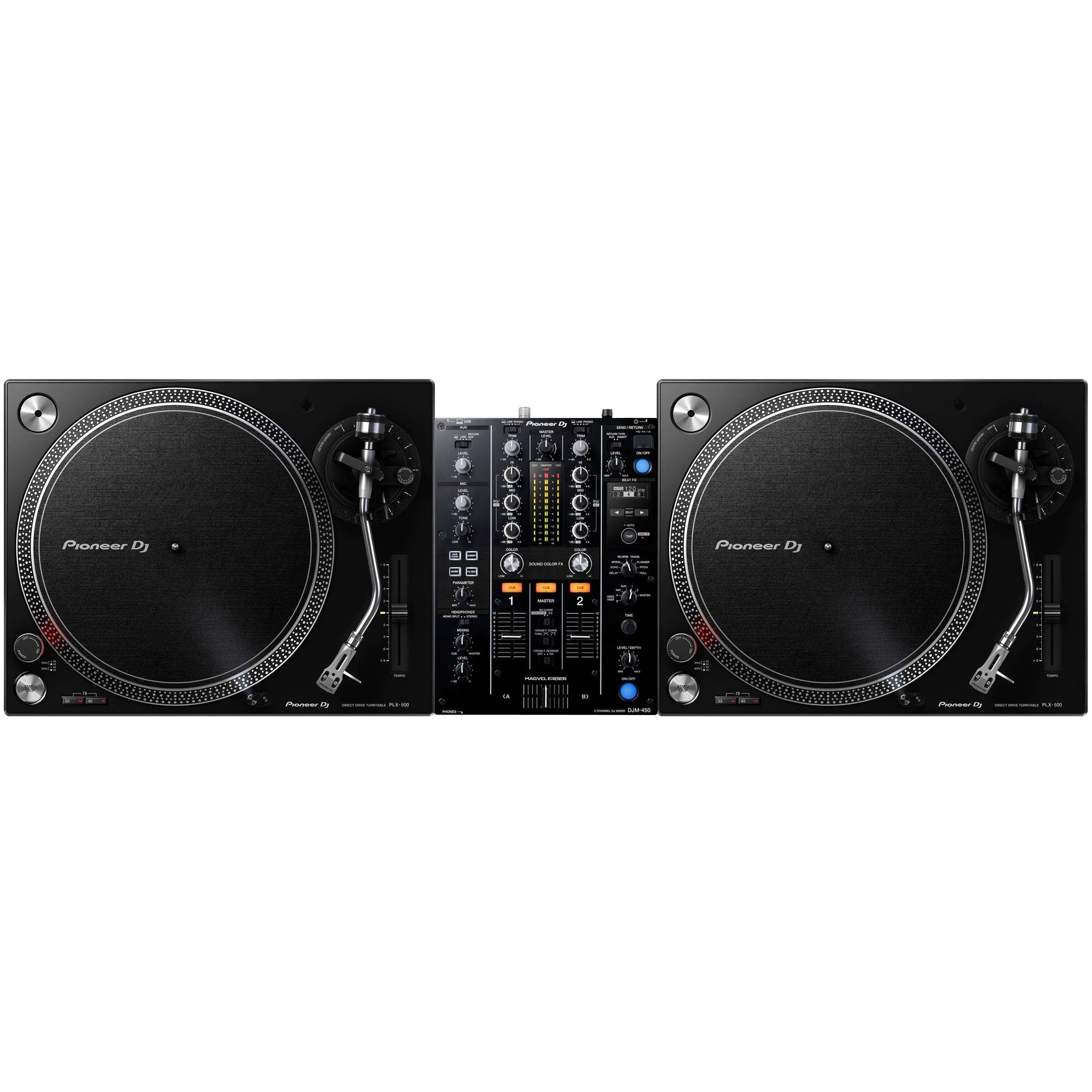 Pioneer DJ DJM-450 + PLX-500-K -paketti