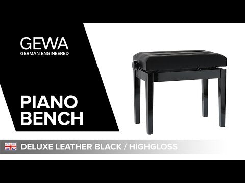 GEWA Pianotuoli Deluxe Leather Black, Highgloss - Black cover made of artificial leather