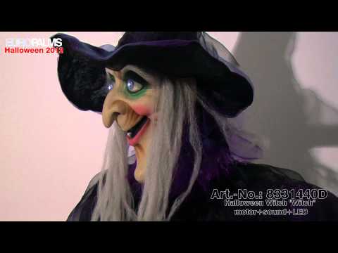 Halloween-figur heks, animeret, 175 cm