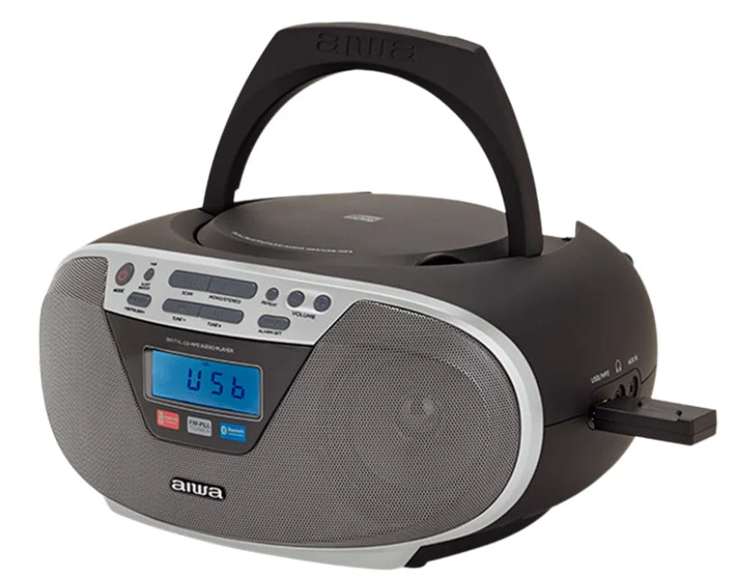 AIWA CDT-200 Boombox – CD, Bluetooth, USB & FM-radio, sølv