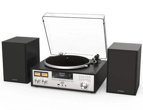 AIWA LPS-1 HiFi-levysoitin DAB+:lla, CD:llä, Bluetoothilla ja kaiuttimilla, musta