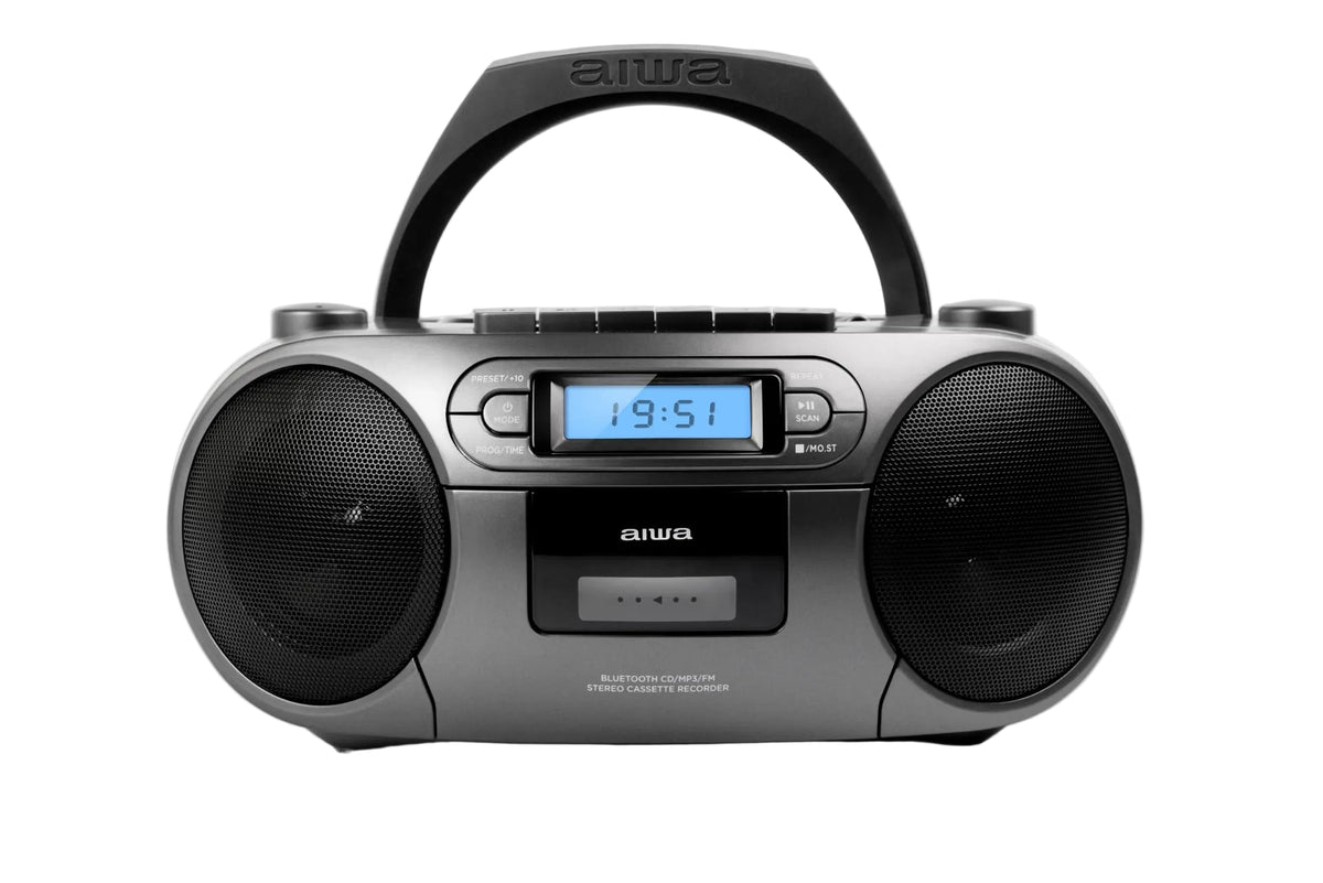 AIWA RC-250 Boombox – CD, Kassette, Bluetooth & FM, grå
