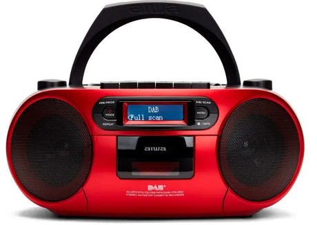 AIWA RC-300 Boombox, CD, kasetti, DAB+, Bluetooth ja USB, punainen